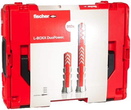 fischer DuoPower in der handlichen L-BOXX, 910 x DuoPower in verschiedenen Größen, der innovative Dübel mit drei Funktionsprinzipien für mehr Funktion, Leistung und Sicherheit von fischer