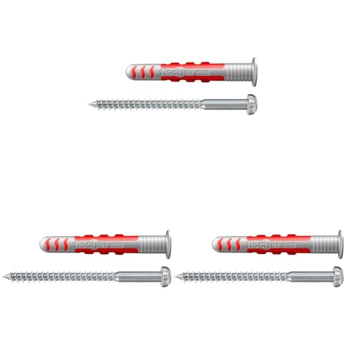 fischer DuoSeal 6 x 38 S, Universaldübel für Nassbereiche (50 STK.) mit Schrauben, leistungsstarke Dübel, abdichtender Kunststoffdübel zur Befestigung in Feuchträumen, Bad-Dübel gegen Schimmel von fischer