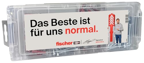 fischer Mini FixTainer Jürgen Klopp Signature Box - Aktionsbox inkl. 80 DuoPower Dübeln (50 Stk. 6 x 30, 30 Stk. 8 x 40) und 80 Schrauben, universelles Set zur Befestigung, mit Gewinnspiel von fischer