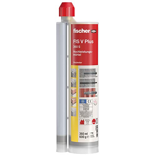 fischer Hochleistungsmörtel FIS V Plus 360 S, wetterfester Mörtel für den Innen- und Außenbereich, Montagemörtel für Schwerlasten & alle relevanten Baustoffe, 1 x 360 ml Kartusche, weiß, 558745 von fischer