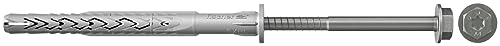 fischer Langschaftdübel SXRL 10 x 60 FUS R, Dübel mit Sechskantschraube & angeformter U-Scheibe aus nicht rostendem Stahl, Nylondübel für die Befestigung von Metallkonstruktionen, 50 Stück von fischer