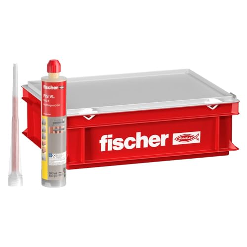 fischer Montagemörtel FIS VL 300 T im Handwerkerkoffer, 10 Kartuschen 300 ml inkl. 20 Statikmischern, wirtschaftliche Lösung für Standardanwendungen in Voll- und Lochstein und gerissenem Beton von fischer