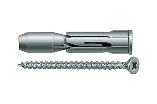 fischer PD 10 S - Plattendübel mit Schraube zum Befestigen von Bildern, Gardinenschienen, Handtuchhaltern in Gipskarton und Gipsfaserplatten, Holzplatten, uvm. - 50 Stück - Art.-Nr. 15936 von fischer