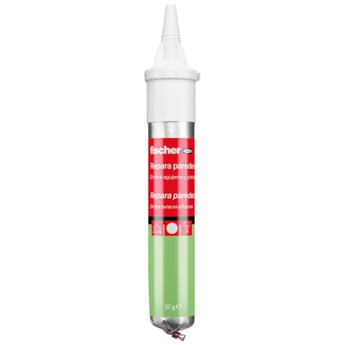 fischer SCLM Spachtelmasse zur Reparatur von Wänden, Löchern und Dellen, inklusive praktischem Spatel, Weiß, 70 ml von fischer