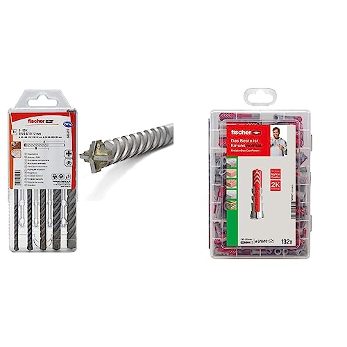 fischer Steinbohrer Set, 5-12 mm Durchmesser, Aufsätze für Bohrmaschinen & MEISTER-BOX DUOPOWER, Dübelbox mit 132 Dübeln fischer Steinbohrer Set, 5-12 mm Durchmesser, Aufsätze für Bohrmaschinen & MEISTER-BOX DUOPOWER, Dübelbox mit 132 Dübeln von fischer