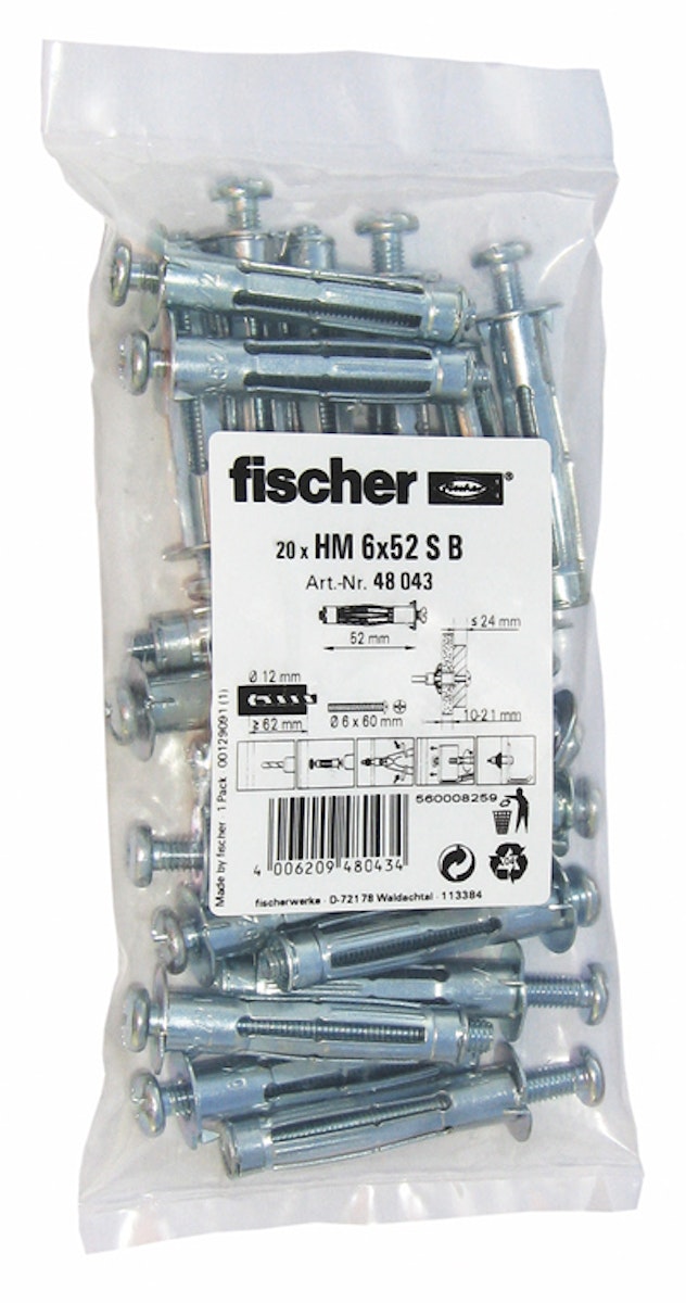 FISCHER Hohlraum-Metalldübel HM 6x52 S B (20 St.) von fischerwerke GmbH & Co. KG