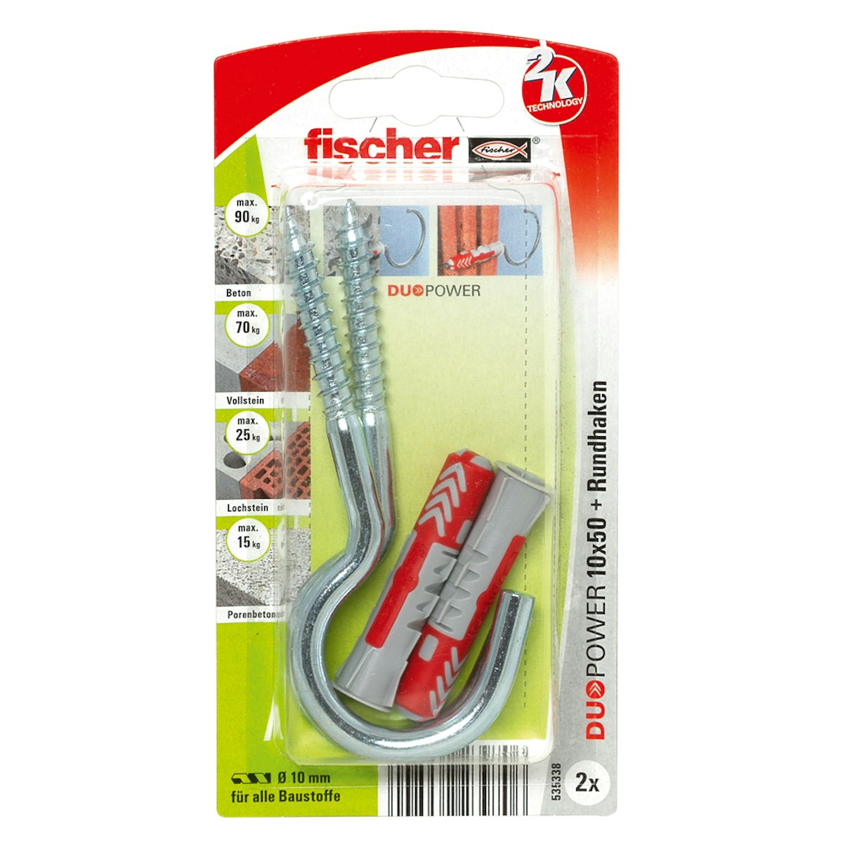 FISCHER Universaldübel Duopower 10x50 RH G K (2 Stück) von fischerwerke GmbH & Co. KG