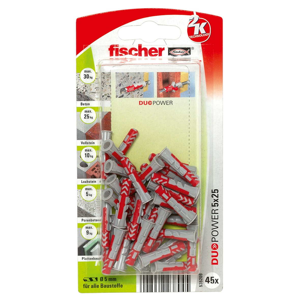 FISCHER Universaldübel Duopower 5x25 K von fischerwerke GmbH & Co. KG