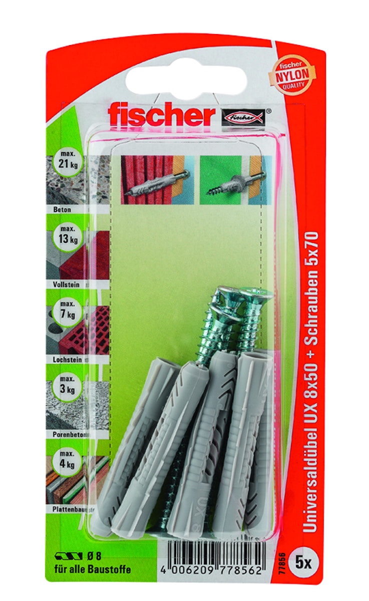 FISCHER Universaldübel UX 8x50 SK (5 Stück) von fischerwerke GmbH & Co. KG