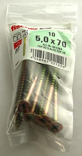 Fischer Classic-Fast 5x70 Senkk. gevz TG PZ (651264) Kleineisenwaren/Schrauben- Inhalt: 10 Stück von fischerwerke GmbH & Co. KG