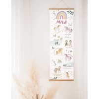 Messlatte Blumenpony Mit Dem Namen Deines Kindes Personalisierbar - Ein Liebevolles Accessoire Für Das Kinderzimmer Als Geschenk Zur Geburt von fischomaswerkstatt