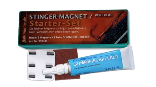 Stinger Magnet STARTER-SET "VERTIKAL" inkl. 12g Gummifischkleber; für Gummiköder zum Raubfischangeln von fishingglue.de
