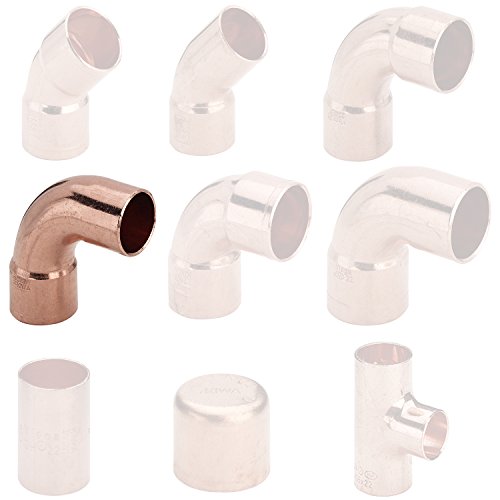 Fittingstore - Kupfer Lötffinge Bogen Winkel Muffe Kappe T-Stück verschiedene Größen (Bogen 90° i/a - 35 mm) von fittingstore