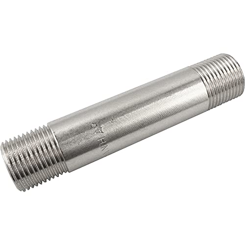 Gewindeverlängerung Doppelnippel Rohrnippel ähnlich EN 10241 / DIN 2982, Messing-/vernickelt Edelstahl (ES - R 1 1/2" - 150 mm) von fittingstore