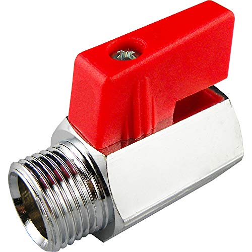 Fittingstore - Mini-Kugelhähne mit Knebelgriff einseitig, PN 15, für Druckluft, Wasser, Vakuum, Ventil, Kugelhahn (G 3/8", Innen-/Außengewinde) von fittingstore