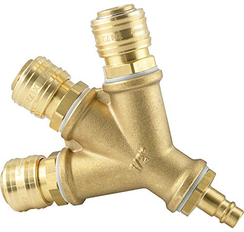 Fittingteile - Druckluftkupplung Verteiler Luftweiche mit Innen-/Außengewinde Kupplungsstecker (Ausführung: A2 - Gewinde: G 1/2" - Anschluss: Stecker) von fittingteile