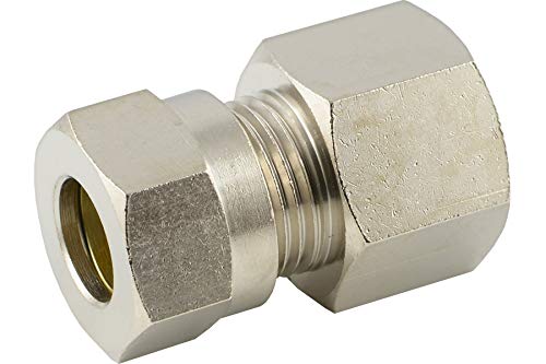 Fittingteile - Gerade Schneidringverschraubung mit Innengewinde Messing vernickelt (Gewinde: G 1/4" - Rohr Ø außen: 10 L) von fittingteile