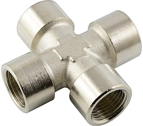 Fittingteile - Kreuz-Stück Verteiler Innengewinde Druckluft Wasser Sanitär Fittinge (Werkstoff: Messing vernickelt - Gewinde: G 1/8") von fittingteile