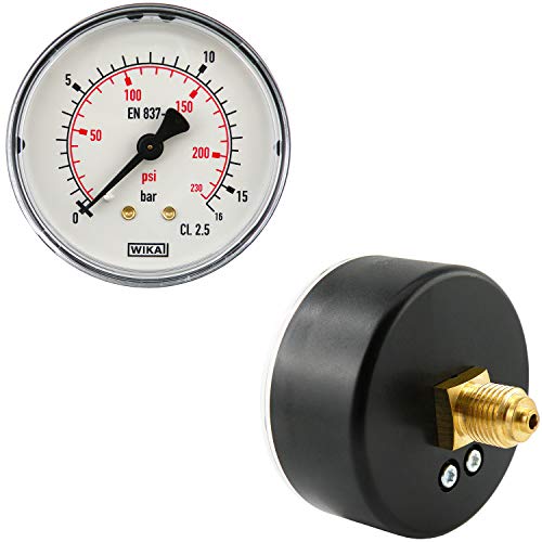 Fittingteile - Manometer waagerecht Ø 40, 50, 63 mm - Klasse 2.5 für Druckluft und Vakuum (Durchmesser: Ø 63 mm - Anzeigebereich: 0 bis 400 bar) von fittingteile