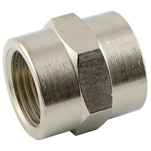 Fittingteile - Muffe Messing vernickelt Innengewinde bis 16 bar für Druckluft Wasser uvm. (Gewindegröße: G 1/2") von fittingteile