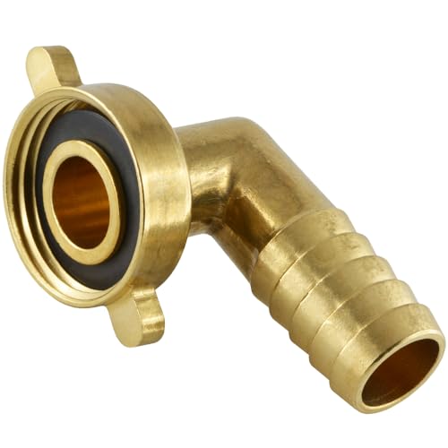 Fittingteile - Schlauchtülle mit Flügelüberwurfmutter flach dichtend Messing (Ausführung: 90° Winkel - Größe: G 1" - 19 mm) von siwerk