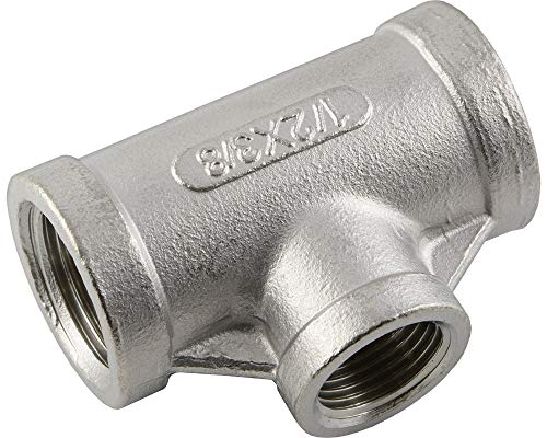 Fittingteile - T-Stück Innengewinde reduzierter Abgang Druckluft Wasser Fittinge (Werkstoff: Edelstahl 1.4408 - Gewinde: Rp 1" x Rp 3/4") von fittingteile