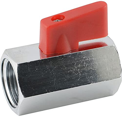 Fittingteile - Mini-Kugelhahn mit Knebelgriff einseitig für Druckluft Wasser Vakuum Ventile (Innengewinde, G 1/4") von siwerk