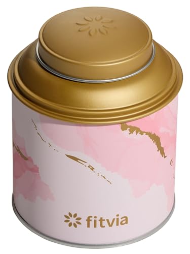 fitvia Rose & Gold Teebehälter für bis zu 100g losen Tee, spülmaschinenfest in stylischem Design pink-gold von fitvia