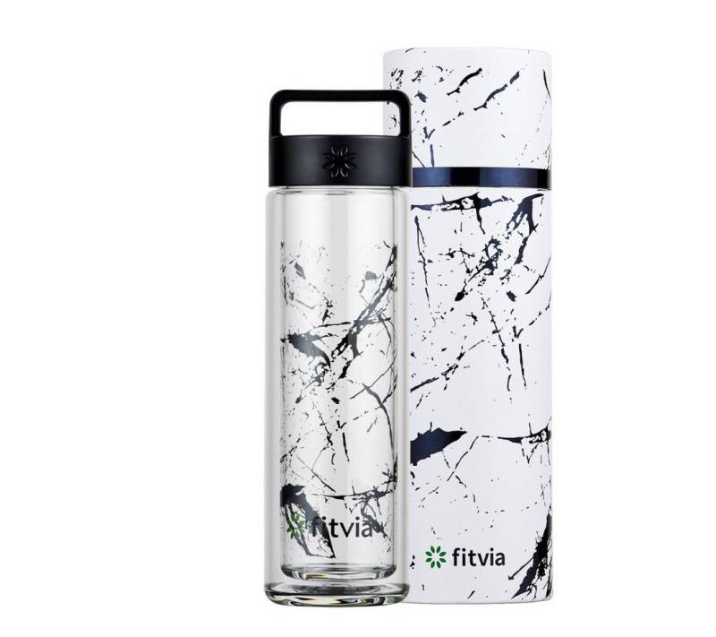fitvia Thermoflasche Thermoflasche "Black Marble", Doppelverglasung, Wärme- und Kältefunktion von fitvia