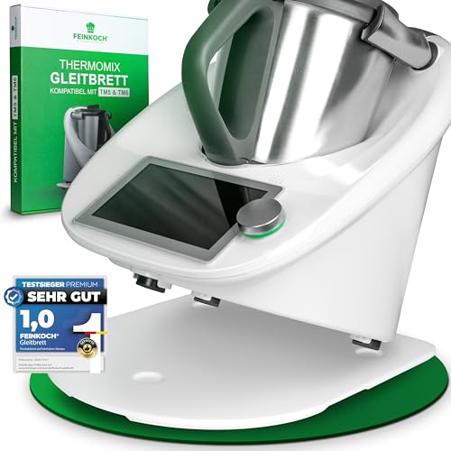 Premium Gleiter für Thermomix TM5 und TM6, Küchenmaschinen-Unterlage zum einfachen Bewegen, Gleitbrett, Slider, Brett für Thermomix (aus Acrylstein, weiß) von fitwohl