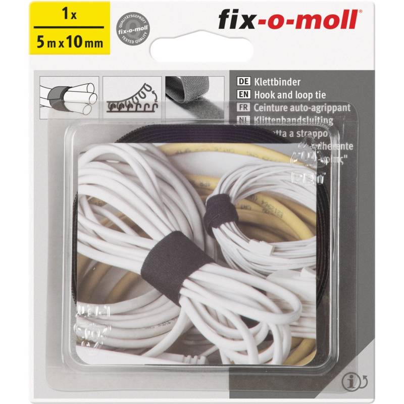 Fix-o-moll Klett-Binder Schwarz 5 m x 10 mm von fix-o-moll