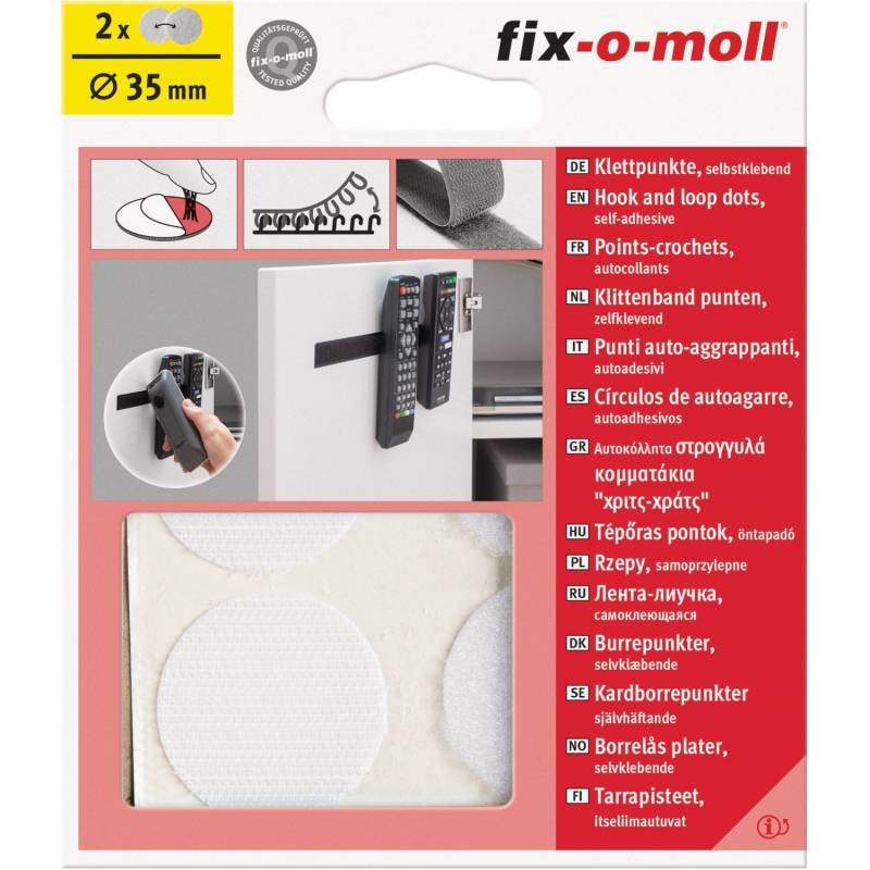 Fix-o-moll Klettpunkte selbstklebend 4 Sets Weiß 35 mm von fix-o-moll