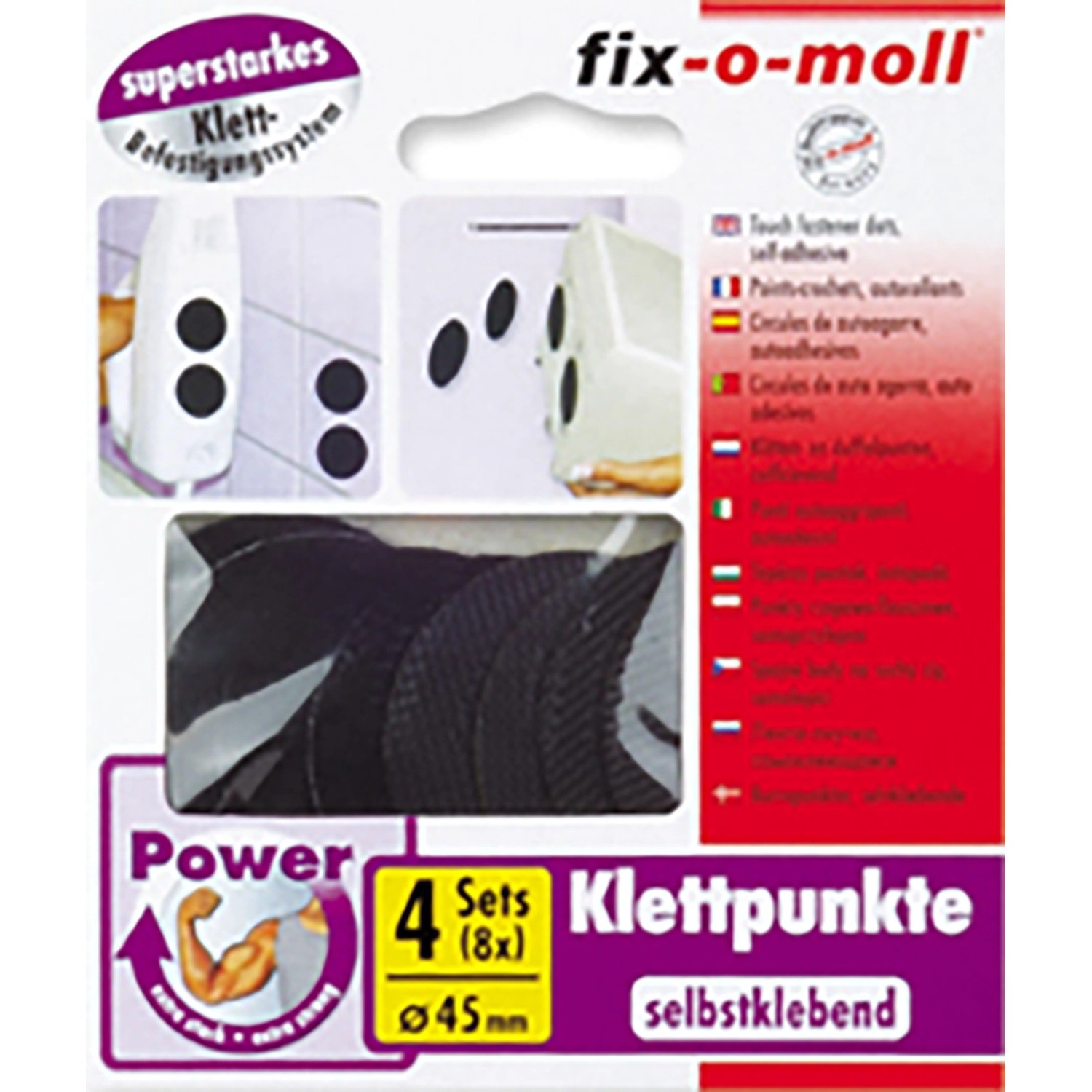 Fix-o-moll Power-Klettpunkte selbstklebend 4 Sets Schwarz 45 mm Fix-o-moll Power-Klettpunkte selbstklebend 4 Sets Schwarz 45 mm von fix-o-moll