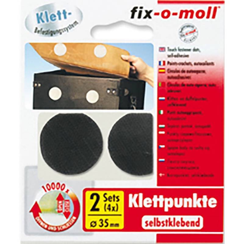 Fix-o-moll  Klettpunkte selbstklebend 4 Sets Schwarz 35 mm von fix-o-moll