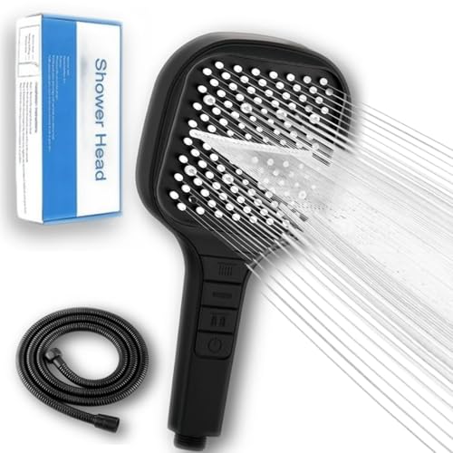 3-in-1 Hochdruck-Duschkopf Megashower, Wassersparender Duschkopf mit Schlauch und halterung, 7 Strahlarten Handbrause Dusche, Druckerhöhend Duschbrause mit Stopptaste und Anti-Stau-Silikondüse (B-2) von fjaldjfu