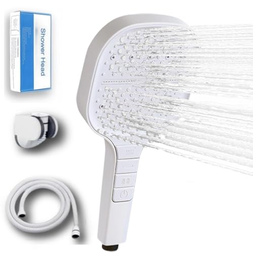 3-in-1 Hochdruck-Duschkopf Megashower, Wassersparender Duschkopf mit Schlauch und halterung, 7 Strahlarten Handbrause Dusche, Druckerhöhend Duschbrause mit Stopptaste und Anti-Stau-Silikondüse (C-3) von fjaldjfu