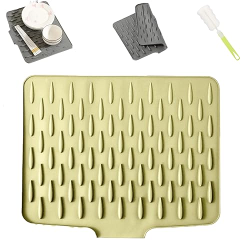 Auslaufsicherer Arbeitsplattenschutz Aus Silikon, Abtropfmatte Geschirr, Silikon Abtropfmatte Spüle mit Effektiver Wasserumleitung und Rutschfestem Design für Küchenspüle (Y) von fjaldjfu