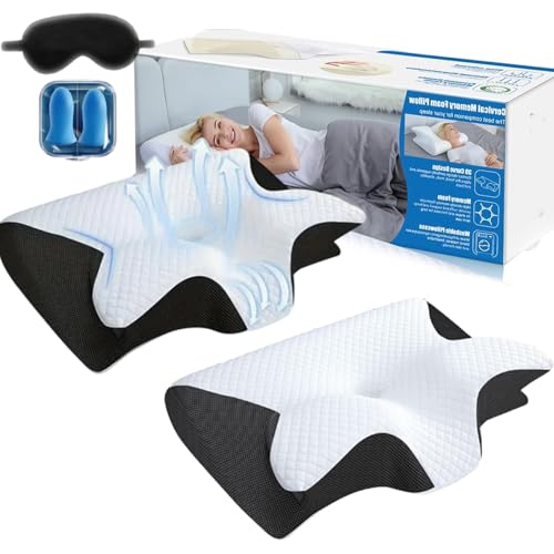 Curo sleep kissen, 2025 Curosleep Kissen, Ergonomisches OrthopäDisches Kissen Mit Konturierter UnterstüTzung FüR Seiten, Mit schaumbildung im Nacken für Seiten, Rücken, Und Bauchschläfer (B-2) von fjaldjfu
