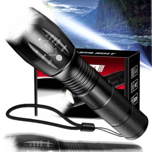 Hyperxlight Pro - Ultrahelle Taktische Taschenlampe,Taschenlampe Led Aufladbar Extrem Hell Mit 5 Modi, 500000 lumen, IPX6 Wasserdicht Handlampe Kinder Für Camping, Wandern, Outdoor, Notfall (A) von fjaldjfu