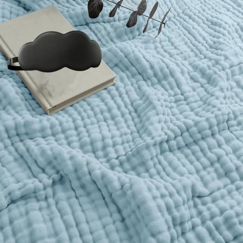 Musselin Decke Sommer, 2025 Musselin Decke 150 x 200, 100% Natürliche Musselindecke Leichte Sanfte, Bequeme Muslin Blanket Erwachsene as Blanket, Bed, Couch Throw für Ganze Saison (E,150*200cm) von fjaldjfu