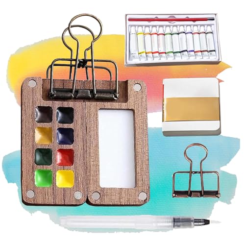 fjaldjfu Pocket Watercolor Set, 8 & 15 Color Travel Palette, Professional Aquarell Paint Set for Watercolorists & Plein Air Artists, with Clip (8co-1set) fjaldjfu Pocket Watercolor Set, 8 & 15 Color Travel Palette, Professional Aquarell Paint Set for Watercolorists & Plein Air Artists, with Clip (8co-1set) von fjaldjfu