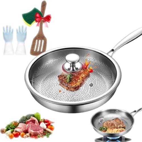 fjaldjfu Kovali Titan Bratpfanne, 2025 Titan Pfanne Unbeschichtet, 26/28/30 cm kovali pfanne titan, Non Stick, Premium Uncoated Titanium Bratpfanne für Küche Und Camping (1PC + lid,S(26CM)) von fjaldjfu