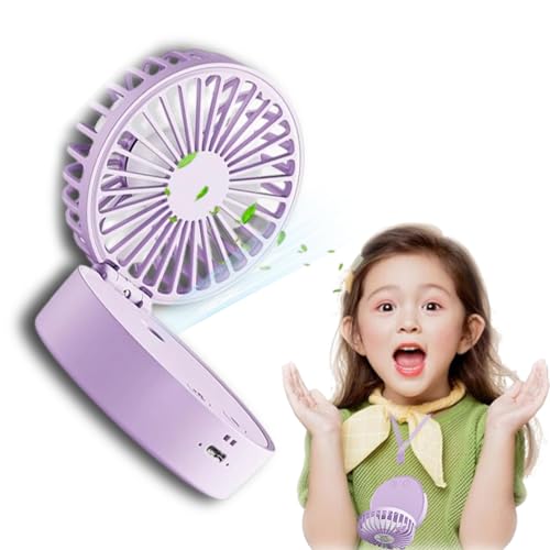 fjaldjfu Mini Ventilator Zum Umhängen, Tragbarer Handventilator mit Kühlen Nebel, Faltbar Klein Taschenventilator,USB Ventilator 5 Geschwindigkeiten für Frauen, Kinder (A,normal) von fjaldjfu