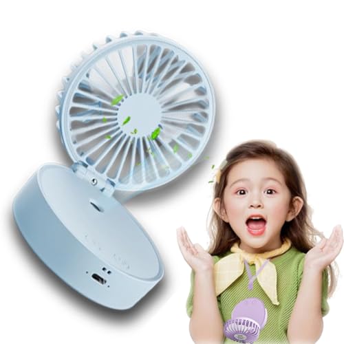 fjaldjfu Mini Ventilator Zum Umhängen, Tragbarer Handventilator mit Kühlen Nebel, Faltbar Klein Taschenventilator,USB Ventilator 5 Geschwindigkeiten für Frauen, Kinder (B,normal) von fjaldjfu