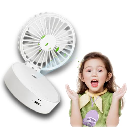 fjaldjfu Mini Ventilator Zum Umhängen, Tragbarer Handventilator mit Kühlen Nebel, Faltbar Klein Taschenventilator,USB Ventilator 5 Geschwindigkeiten für Frauen, Kinder (C,normal) von fjaldjfu