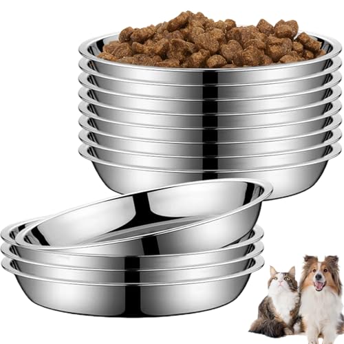 12 -pcs Edelstahlschalen 6x1 Zoll rund umfangreiche kleine Edelstahlschale mit flachen Metallmischschalen für kleine Hunde und Katzen oder Mahlzeitenzubereitung, Kochen, Kochen von fkngcp