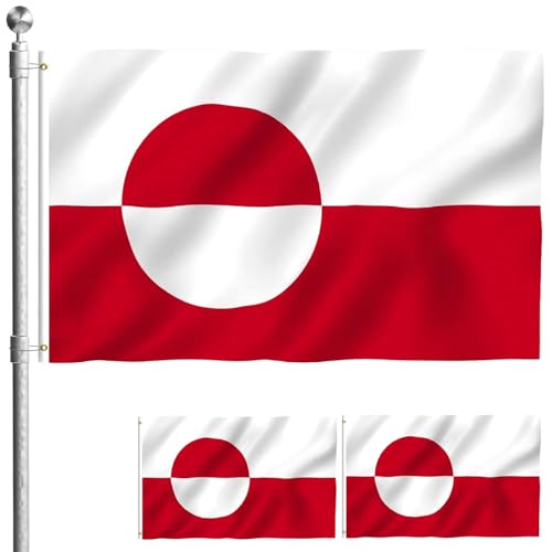 2pcs Grönland Flagge 3x5 lebendige und verblassende resistente Polyester -Grönland -Flagge mit Grollen für den Nationalfeiertag, Sportveranstaltung von fkngcp