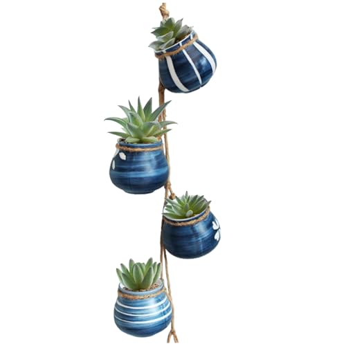 4pcs/Set hängende Pflanzer kreative dekorative Keramik Sukkulente Blumentöpfe Set für Garten Heimwand von fkngcp