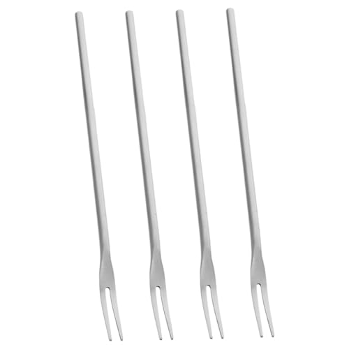 4pcs Gurkengabel, 5, 1-Zoll-Edelstahlgabeln mit langem Griff, 2-Tine-Spiegel polierter Obstgabel, wiederverwendbare Dessertgabeln für Gurkensalat-Cocktailkuchengurke von fkngcp