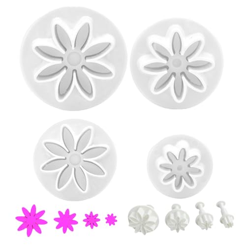 4pcs Kolbenkekse Cutter 4 Größe Daisy Blumenkeks Cutter Food Grade Easy Freisetz 4pcs Kolbenkekse Cutter 4 Größe Daisy Blumenkeks Cutter Food Grade Easy Freisetz von fkngcp